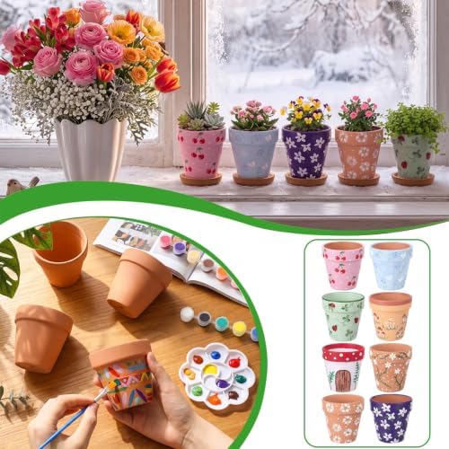 10 Set 3.15" Terracotta Pots to Paint Paint Your Own Planters - Image 4
