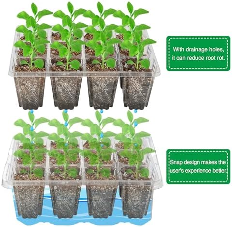 The Bundle of Bonviee 5 Packs Seed Starter Tray with Grow Light and 10 Packs Seed Starter Kit - Image 5