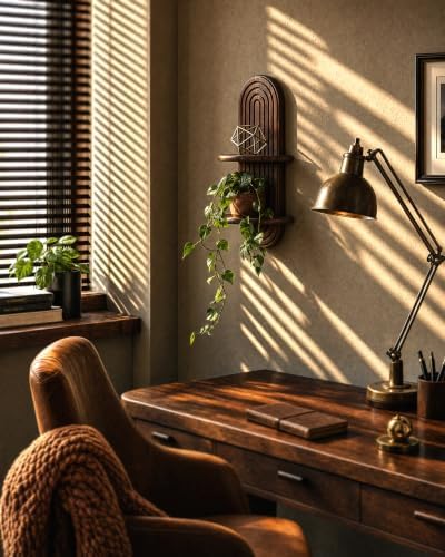 Plant Wall Shelf for Room Decor: Hanging Plant Shelf for Planter, DarkBrown - Image 4