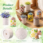Zubebe 12 Pcs Paint Your Own Ceramic Pots Bulk Unfinished Succulent Pots Craft Kit with Drainage Hole Mini Paintable Plant Vase Ready to Paint Planter for Cactus DIY Craft (Insect) - Image 3