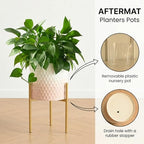 Modern Planter Pots, Set of 2 White Pink Planters with Stand, Decorative Planters, Metal Pots with Drainage Holes for Living Room, Office, Garden - Image 5
