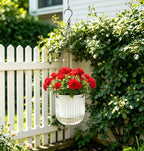 Melphoe Self Watering Hanging Planters Indoor Flower Pots, (8.3’’+8.3’’+5.3''+5.3'' 4Pack) - Outdoor Hanging Plant Pot Basket, Plant Hanger with 3Hooks Drainage Holes for Garden Home (White) - Image 4
