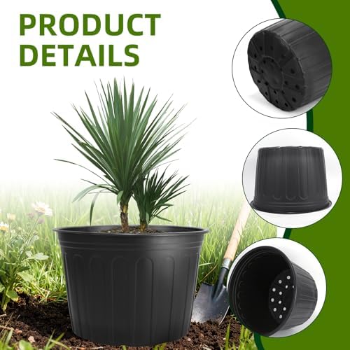 30 Pack 5 Gallon Plastic Nursery Pots,12.8 Inch Thickened Soft Plant Pots with Drainage Holes,Flower Planter Container for Seedlings Garden,Indoor and Outdoor - Image 4