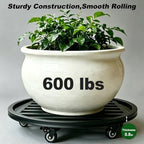 22" Metal Plant Caddy with Wheels Heavy Duty,Round Large Plant Stand Indoor Outdoor Use,Rolling Plant Dolly with Industrial Casters,Rust-Proof Black Plant Tray for Large Planters Pots,1-Pack - Image 2