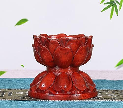 Oriental Home Display Stand Wooden Rosewood Carved Lotus Base - Image 5