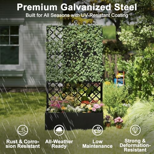 Metal Raised Garden Bed with Trellis, 40 x 12 x 71 Inches, Diamond - Image 5