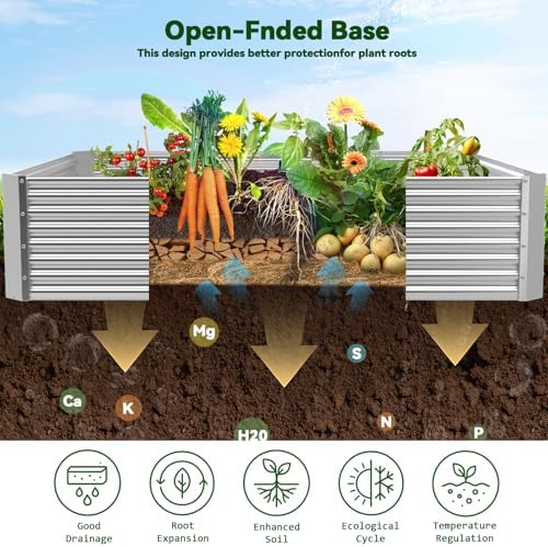 3 Pack 6x3FT Raised Beds for Gardening, Corrugated Galvanized Steel Raised Garden Bed, Outdoor Metal Above Ground Garden Bed for Vegetables and Flowers(Rectangular) - Image 4