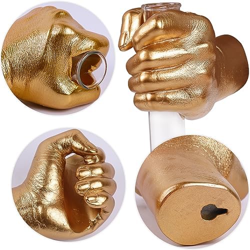 Gold Wall Sculptures, Hand Vases Home Decor, Wall Mount Art Sculpture, Unique Wall Art Statue, Funky Flower Vase Decorations, Modern Eclectic Hanging Decor,Glass Test Tube Vase - Image 5