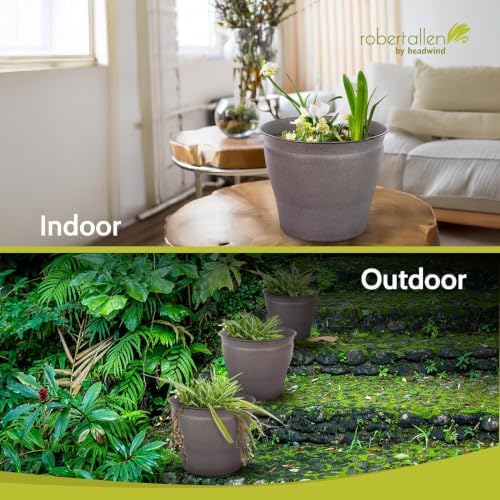 Headwind Natural Ironstone Timberline - 8" Cappuccino Decorative Planter for Outdoor Pots for Plants – Modern Indoor Plant Pots, Large & Small Planters for Indoor Plants by Robert Allen 2-Pack - Image 4