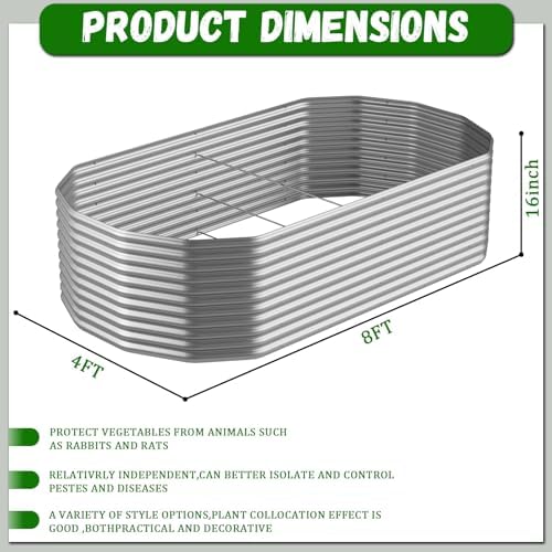 Raised Garden Bed Outdoor Upgrade Oval, 2 Pack Tall 8x4FT Galvanized Steel Raised Beds for Gardening, Above Ground Garden Bed Corrugated Metal for Vegetables and Flowers - Image 3