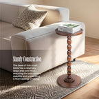 Solid Wood Round Pedestal Side Table with Tray-Top Rim – Bobbin Turned Accent End Table for Living Room, Bedroom – Compact Small Round Drink Table with Stable Base, Nightstand with Solid Table Wood - Image 5