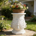 Decorative Roman Column Pedestal, English Rosette Indoor Outdoor Sculptural Garden Plinth Base Statue Riser, Weatherproof Sturdiness Plinth Base Statue Riser for Statues, Flower Pots, Decor, Cast Stone Resin (1458) by CHAMBTALIE