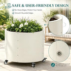 2 Pack Large Round Metal Tree Planter with Wheels, 22"Tall Outdoor Tree Pot - Image 6