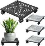 3 Packs 12" Metal Square Plant Caddy with Wheels Large Iron Rolling Plant Stand with Casters Heavy-Duty Plant Dolly Coaster Plant Pot Mover Roller Base for Indoor Outdoor, Black by Planterhoma