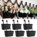 10" Metal Hanging Planter for Railing with Detachable Hooks, Black, 4 Pcs by JOYFERNAL