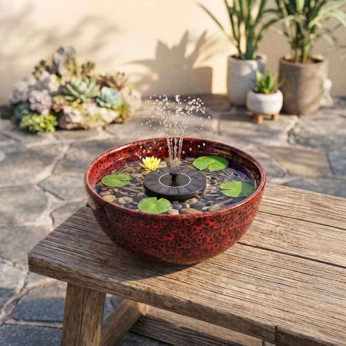 Bowl Planter, 10 Inch Ceramic Bonsai Pots, Red Leopard - Image 3