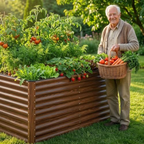 SnugNiture 36" Tall Raised Garden Bed, Easy Gardening at Waist Height, 8x4x3ft Large Galvanized Metal Outdoor Planter Box for Vegetables Flowers, Brown - Image 4