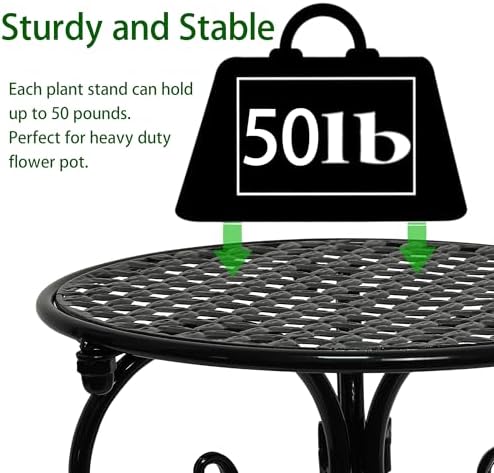 NAKUPE 4-Pack Metal Plant Stand for Indoor Outdoor, Heavy Duty Flower Pot Stands for Multiple Plants, Rustproof Iron Planter Holder Display Shelf for Patio Home Garden Porch Balcony(Black) - Image 3