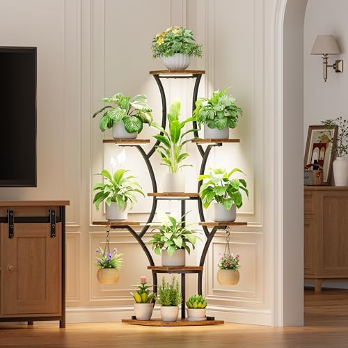 Corner Indoor Plant Stand With Grow Light, 8 Tier 52.6" Tall Plant Shelf - Image 3