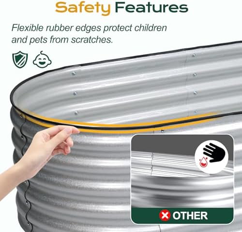 Aoodor 5 x 2 x 1.5 ft Oval Galvanized Raised Garden Bed Kit, Silver - Image 6