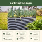 32" Extra Tall Raised Garden Bed Kits, 3.5 x 5 x 2.7ft Raised Planter Box Outdoor, 2 x 6.5 x 2.7ft Deep Root 6 in 1 Modular Metal Raised Beds for Gardening Vegetables Flowers Fruits - Sky Blue - Image 2