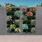 Vertical Wall Planter, 36pots Wall-Mounted Flower Pot Holder, Vertical Pocket Garden Wall Planter Outdoor Hanging Flower Pot, Stackable Grow Bags for Flowers Vegetables Fruits (Dark Green) - Image 3