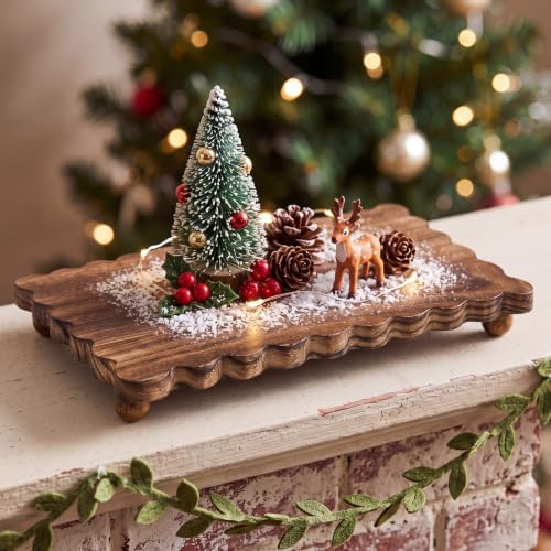 Scallop Wood Riser for Kitchen Counter, Brown, 16'' X 7.9'' X 1.6'', Square - Image 4