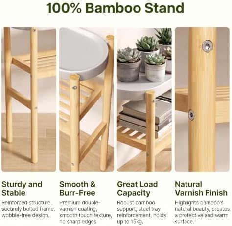 Bamboo Plant Stand Indoor, 2-Tier Plant Shelf Table for Multiple Plants - Image 5
