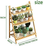 Bamboo Plant Stand Fold Flower Racks Corner 3 Tier Ladder Shelf for Multiple Plants Garden Patio, Flower Pot Holder Indoor Storage Display Shelves (Size : 100x40x96) - Image 2