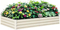 Raised Garden Bed Beige, 6x3x1ft Galvanized Raised Garden Bed Outdoor Metal for Gardening Vegetables Flower Garden Planter Box Large Raised Bed with Gloves and 3ftx30ft Weed Barrier Fabric by BUTUNITA