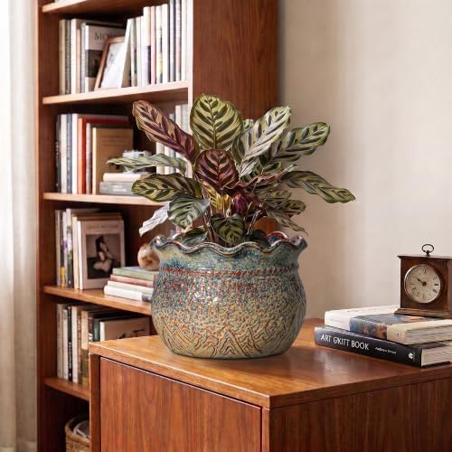 Ceramic Pots for Plants, 8 Inch Plant Pot, Yellowish Brown - Image 4