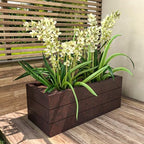 LeisureMod Oasis Mid-Century Modern Fiberglass and Clay Planter for Indoor and Outdoor - Rectangular Weather-Resistant Durable Planter Box with Drainage Holes (Brown) - Image 2