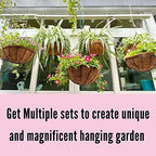 LaLaGreen Large Hanging Baskets (16 in, 6 Pack) Black Metal Coco Liner Pots - Image 6