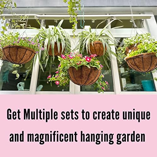 LaLaGreen Hanging Baskets for Plants (14 in, 10 Pack) Black Coco Liner Pots - Image 5