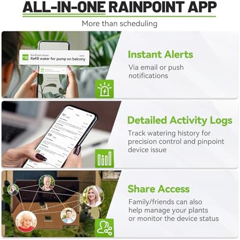 RAINPOINT Smart WiFi Solar Drip Irrigation System for indoor & Outdoor Use,APP Control Automatic Plant Waterer Device Kit Water Shortage Protection Push&Email Notification Grow Tent Water 10-20 Plants - Image 5