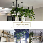 Ceiling Hanging Bar Unit Modern Ceiling Hanging Storage Rack Kitchen Pot Pan Shelf Flower Stand Plants Shelving Floating Shelves 60/80/100/120/150 Cm Bar Wine Holder Wood and Metal - Image 4
