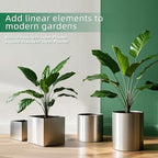 Longrun Stainless Steel Square Flower Pot - 9.8 & 11.8 inch Modern Garden Planter for Indoor & Outdoor Decor Two Packs - Image 6