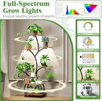 VINGLI 48" Rolling Plant Stand with Grow Lights, 8-Tier, Black & Brown - Image 2