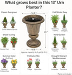 MoNiBloom 20-Inch Plastic Urn Planter Vase – Vintage Roman Flower Pot for Indoor & Outdoor Plants, Patio, Garden, Wedding Decor, Lightweight & Drainage Hole, Retro Home Porch Decor (Brass) - Image 5