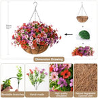 Artificial Hanging Flowers Basket for Outdoor, UV Resistant Plants Daisy - Image 2