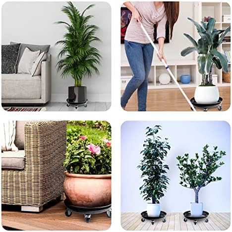 Plant Caddy with Wheels 16 Inch 2 Pack, Heavy Duty Metal Plant Stand & Dolly with Lockable Casters, Holds 230 lbs for Indoor Outdoor Large Flower Pots, Black - Image 5