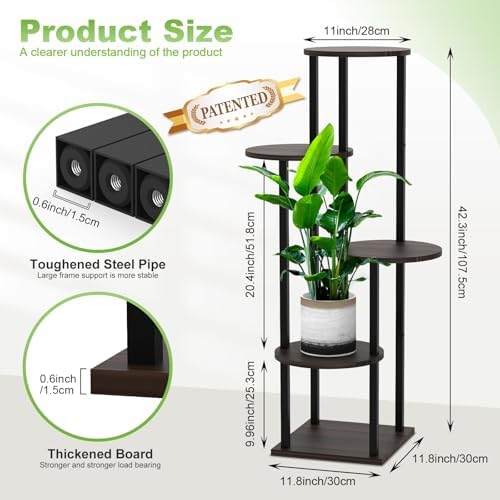 5 Tier Plant Stand Indoor Corner Tall Shelf for Multiple Plants - Image 2