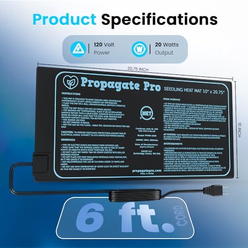 Seedling Heating Mat | Fits (1) Standard 1020 Tray | Germination Grow Heat Pad for Seed & Starter Plants Soil Warmer for Indoor Home Gardening (10x20 Double + Heating Thermostat) - Image 5