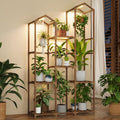 Bamworld Plant Stand with Grow Light Corner Plant Shelf Indoor with Lights Tall Plant Holder for Living Room Warm Light Plant Container Accessories for Mutiple Pots Patio Boho Home Decor for Gardening by Bamworld