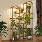 Bamworld Plant Stand with Grow Light Corner Plant Shelf Indoor with Lights Tall Plant Holder for Living Room Warm Light Plant Container Accessories for Mutiple Pots Patio Boho Home Decor for Gardening by Bamworld