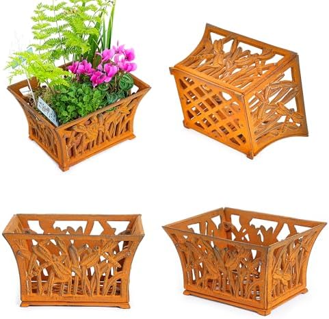 Sungmor Cast Iron Plant Basket with Non-Woven Growing Bag - Rust Rust - Image 6