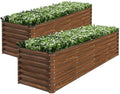 SnugNiture 2-Pack 8x2x2FT Galvanized Raised Garden Bed Kit, Metal Planter Box for Planting Plants Vegetables, Brown by snugniture