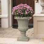 Antique Green Italian Urn Planter, 26" Tall Large Urn Planter Outdoor for Garden Décor, Pedestal Planters for Outdoor Plants, Magnesium Oxide Faux Stone Flower Pot for Patio or Entryway - Image 3