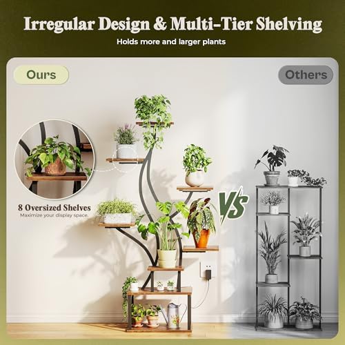 PRAISUN 51.3 Inch Plant Stand with Grow Light, 6 Tiered Indoor Plant Shelf - Image 5