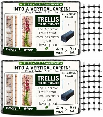 Downspout Trellis for Climbing Plants & Clematis, 9 ft x 4 in, 2-Pack by ScrollTrellis